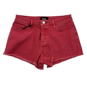 Paige Emmitt Women's Size 25 Red Cutoff Jean Shorts Distressed Button Fly‎ NEW